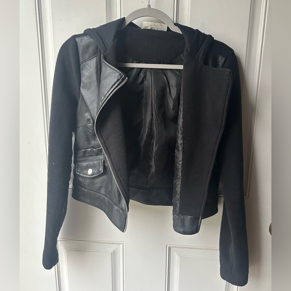 Noisy May Black Jacket with Leather Accents